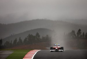 Kamui Kobayashi in the new TF109 at Algarve Motor Park