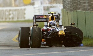 Sebastian Vettel after crashing with Kubica, Australia 2009